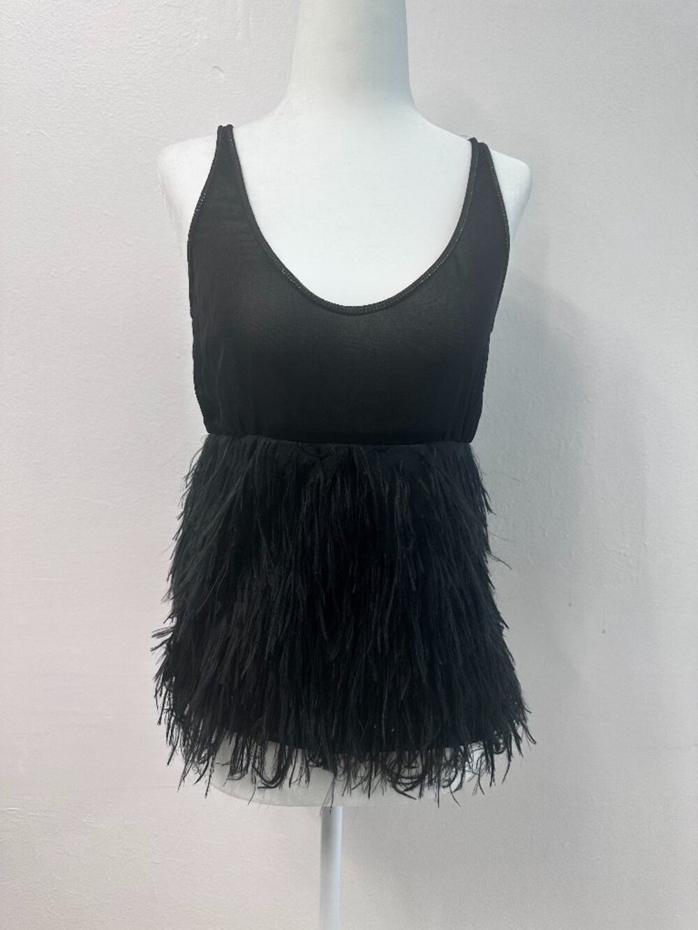 Scanlan Theodore Black Feather-Trim Camisole